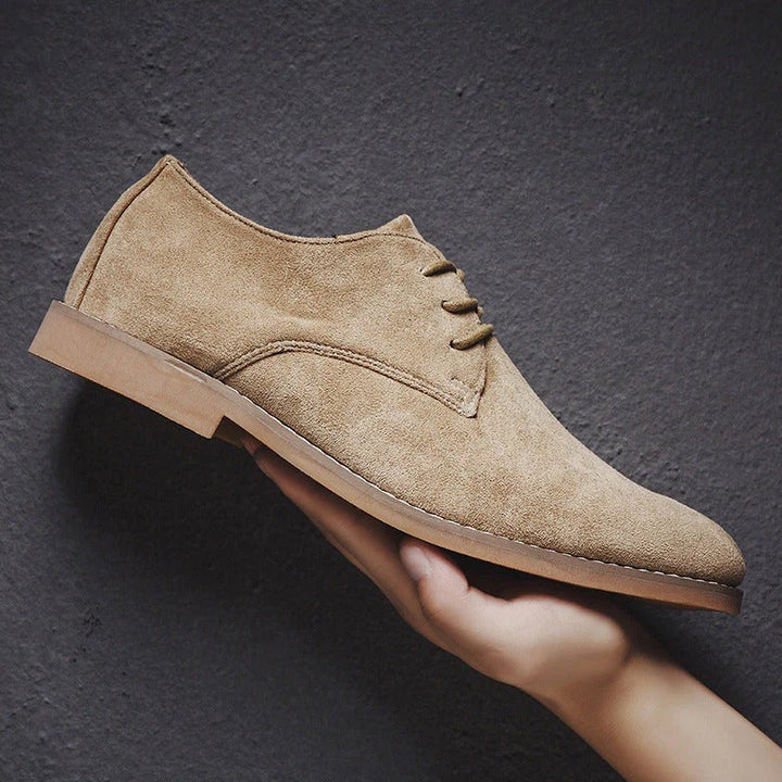 Brown leather men's lace-up formal shoes, smart casual elegance for weddings, office & events.