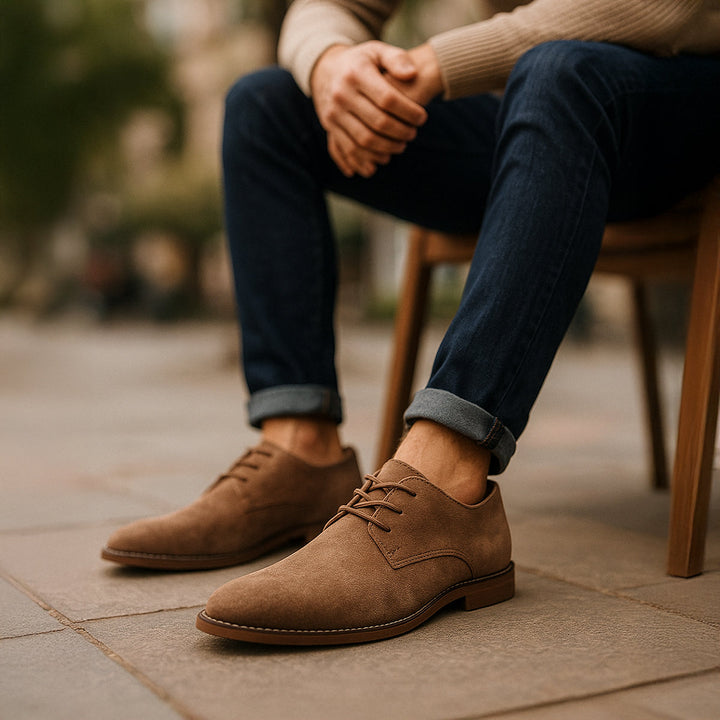 Classic men's brown dress shoes with laces, perfect for weddings, office, and smart casual events.