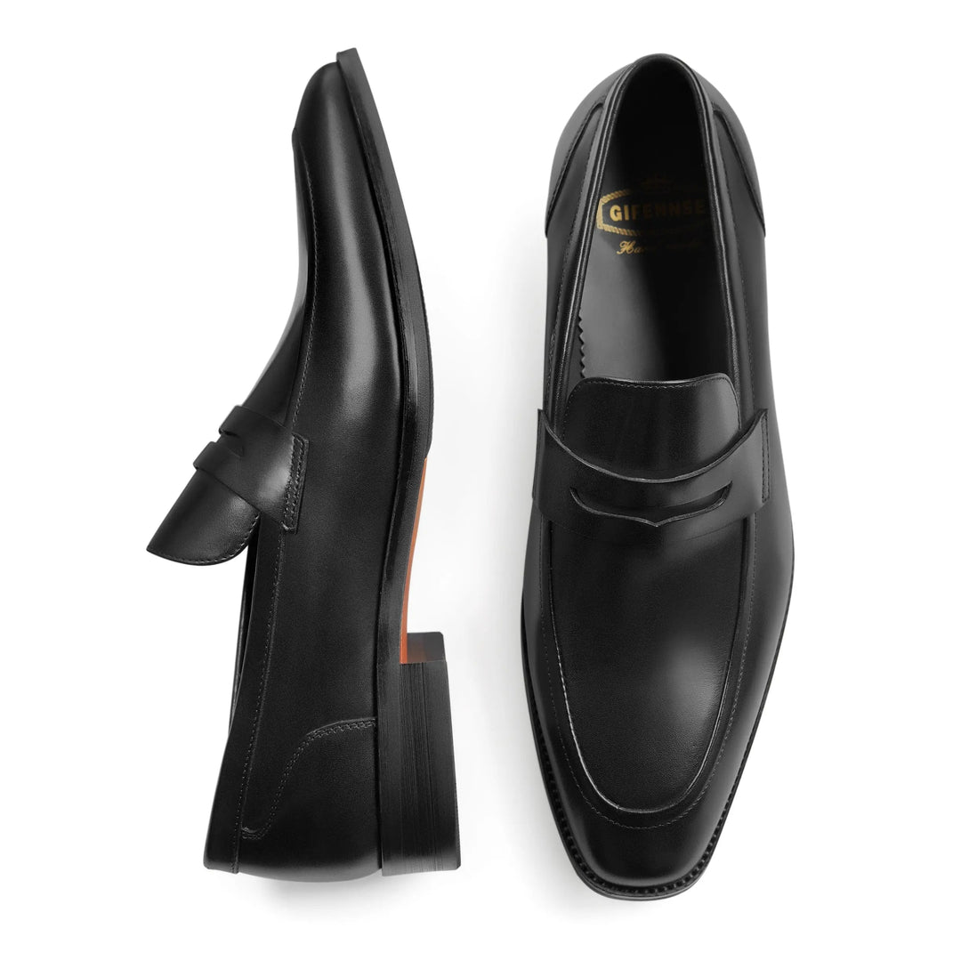 Stylish men's classic penny loafers, easy slip-on design, comfortable fashion footwear.