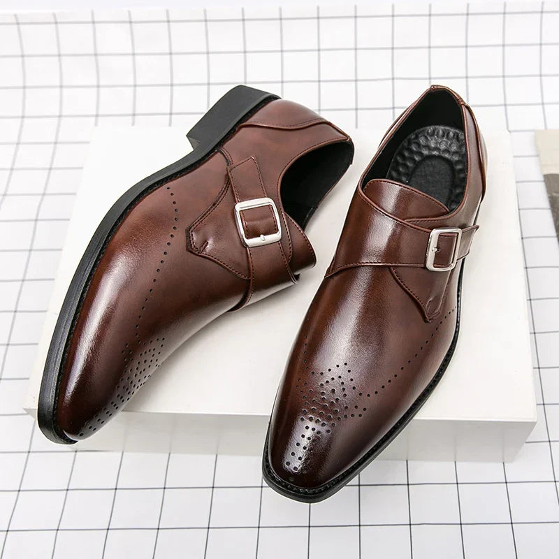 Classic black men's lace-up dress shoes, perfect for business, weddings & formal events.