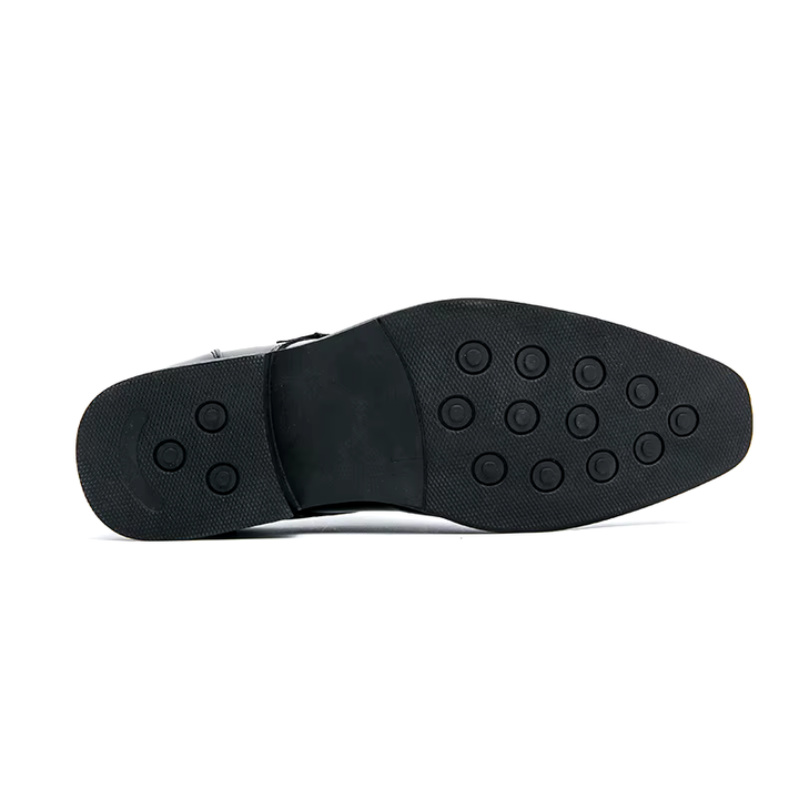 Men's smart black dress shoes, elegant lace-up style for business, weddings & formal attire.