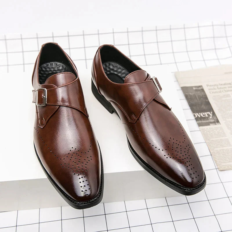 Durable men's lace-up dress shoes, black finish for formal wear, business & special occasions.