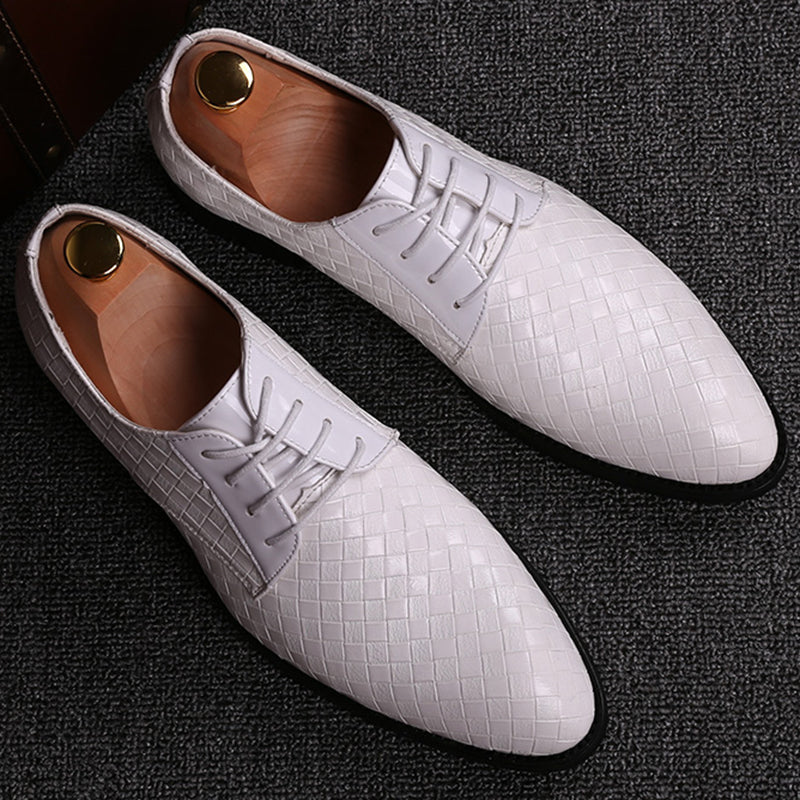 Elegant men's footwear: Classic brown lace-up dress shoes, versatile for weddings, office, or smart casual men's fashion.