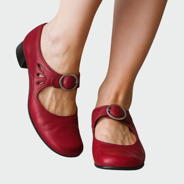 Comfortable Women's Classic Buckle Mary Jane dress shoes, ideal for all-day wear with a stable block heel.