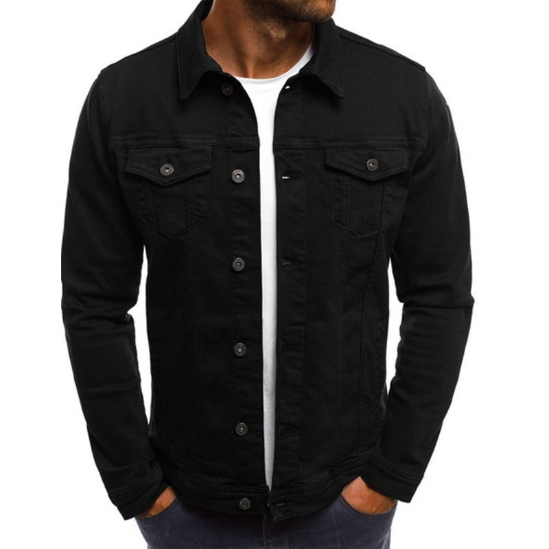 Men's durable denim jacket with multiple utility pockets, a versatile piece for casual fashion & layering.