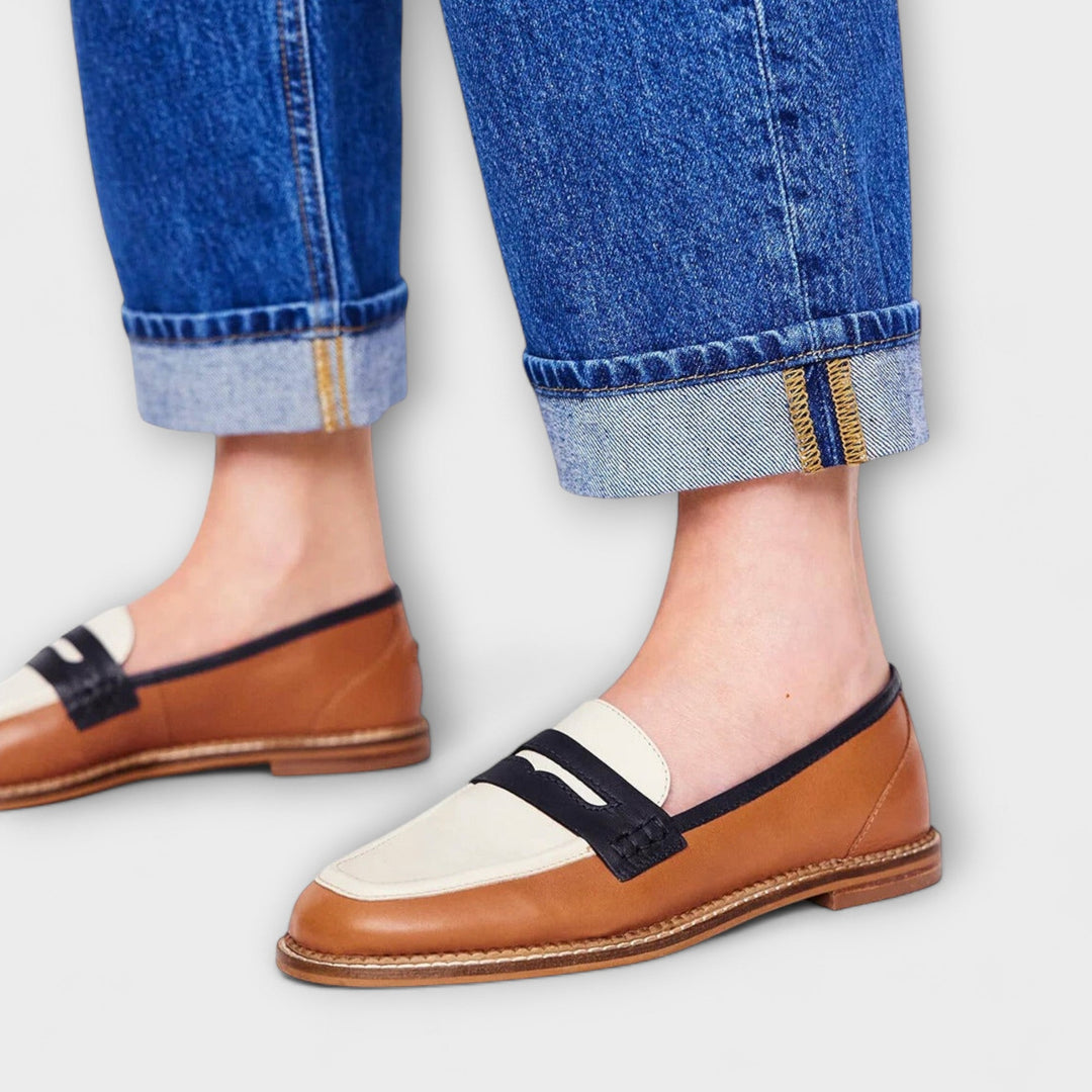 Classic brown women's loafers. Comfortable slip-on shoes for everyday style, casual or dress wear.