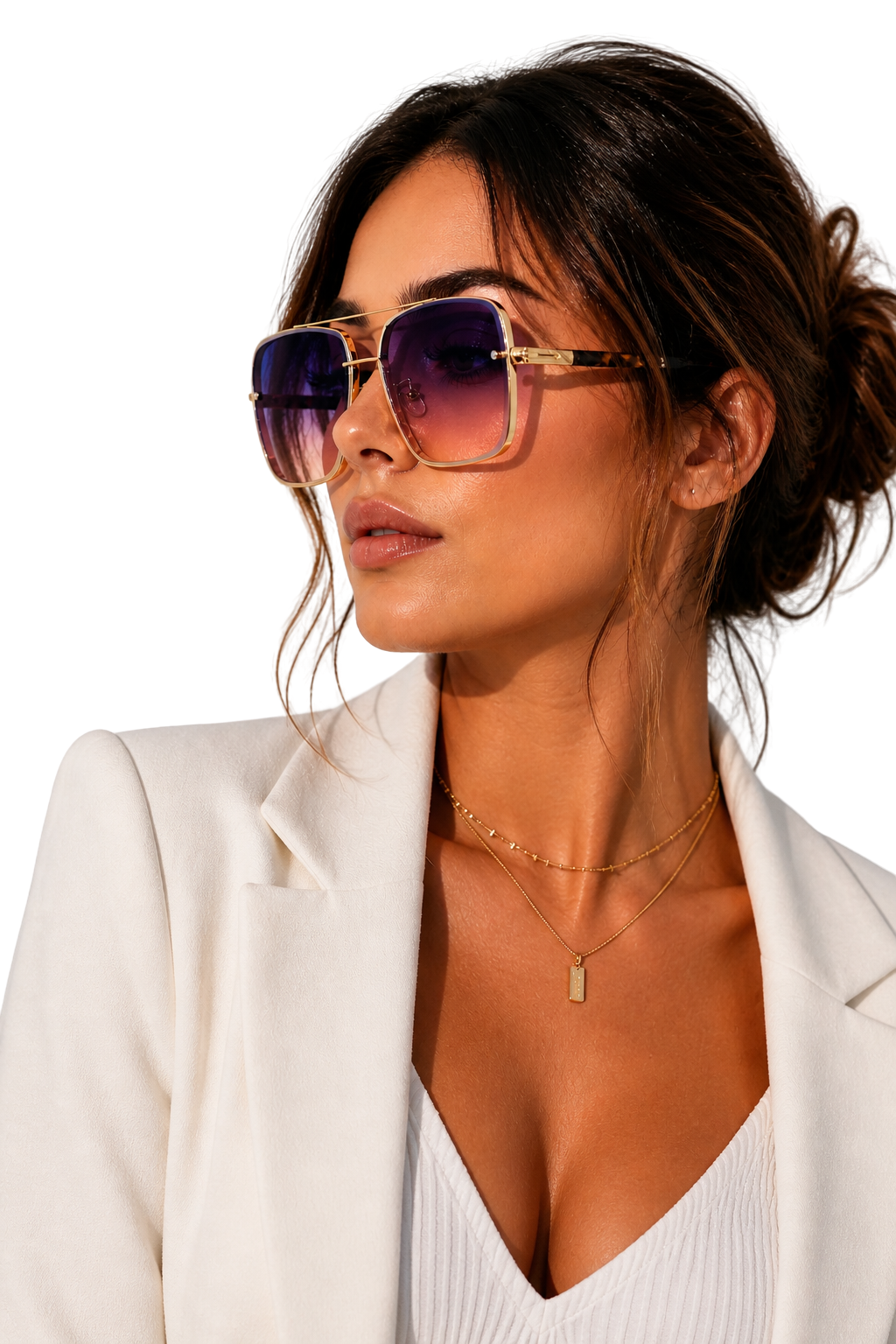 Classic gold frame unisex retro aviator sunglasses with UV400 gradient lenses for eye protection.