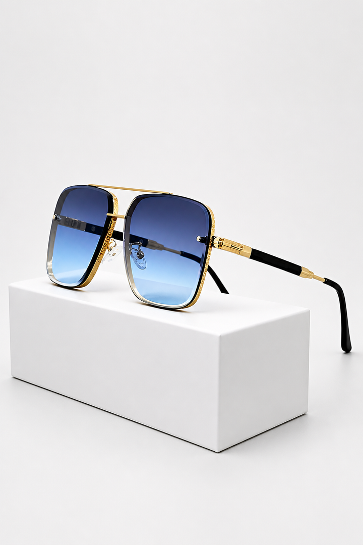 Retro gold frame aviator sunglasses, unisex, offering UV400 eye protection and gradient lenses.