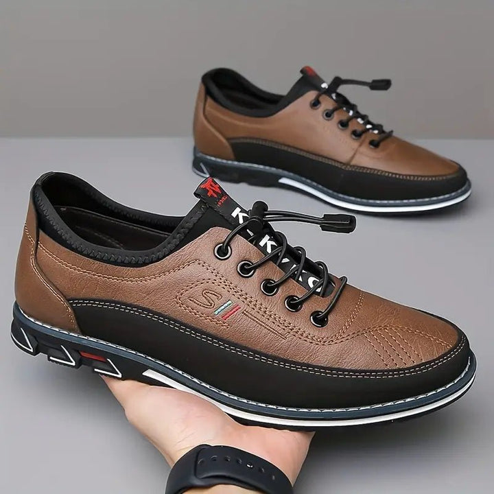High-quality men's brown Oxford dress shoes. Classic, comfortable, and versatile for formal & smart casual style.