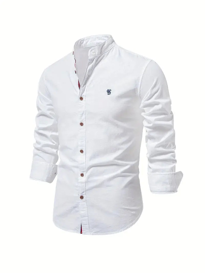 Classic men's Harrington Oxford button-up shirt, versatile for casual or formal wear.