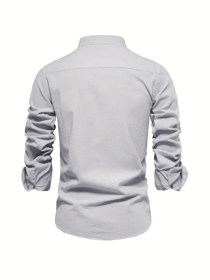 Men's formal-casual Oxford button-up shirt, classic style with modern versatility.