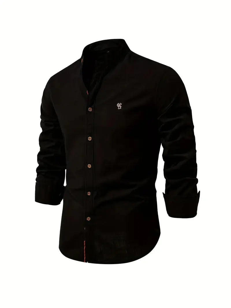 Men's long sleeve Oxford button-up, comfortable classic Harrington shirt for all seasons.