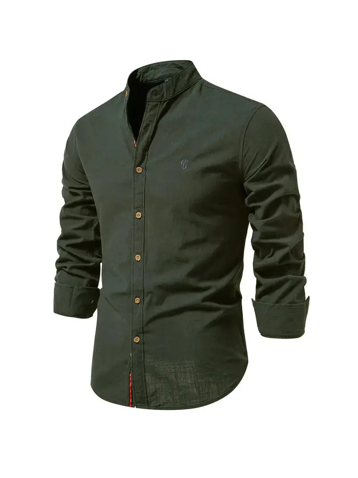 Smart-casual men's Harrington Oxford shirt, a versatile long sleeve button-up.
