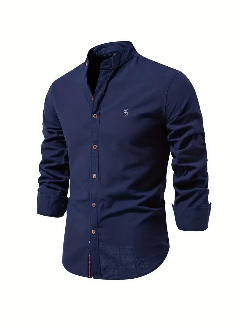 Harrington men's long sleeve button-up shirt, classic Oxford style for timeless fashion.