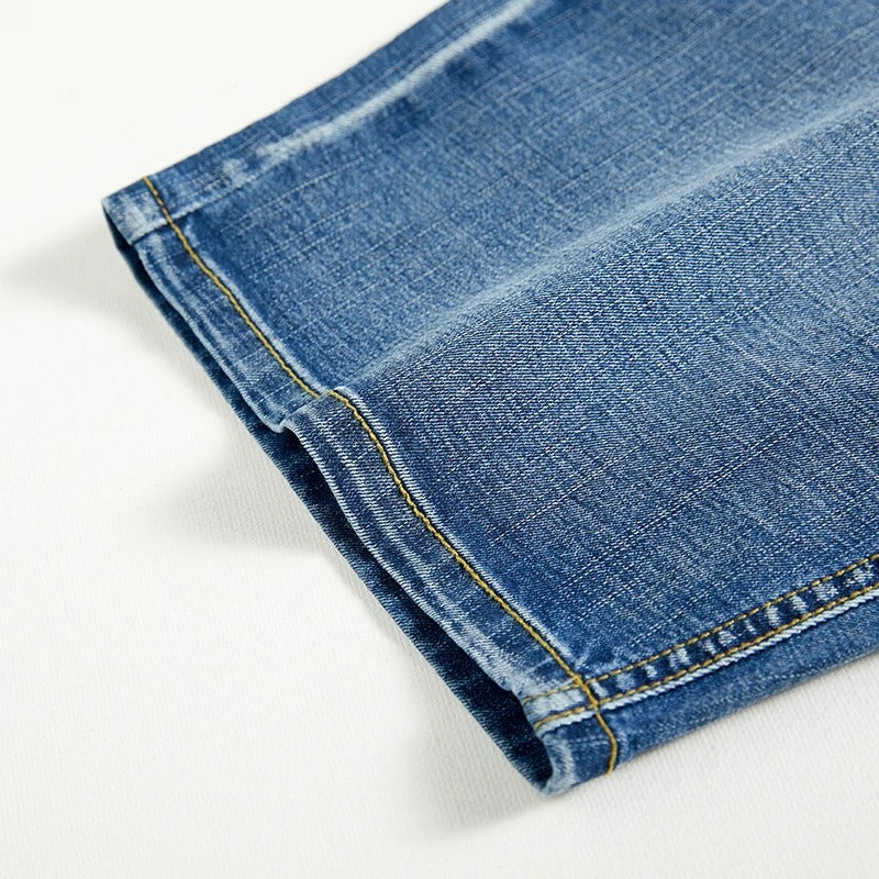Black men's everyday denim shorts, classic five-pocket style for relaxed summer wear.