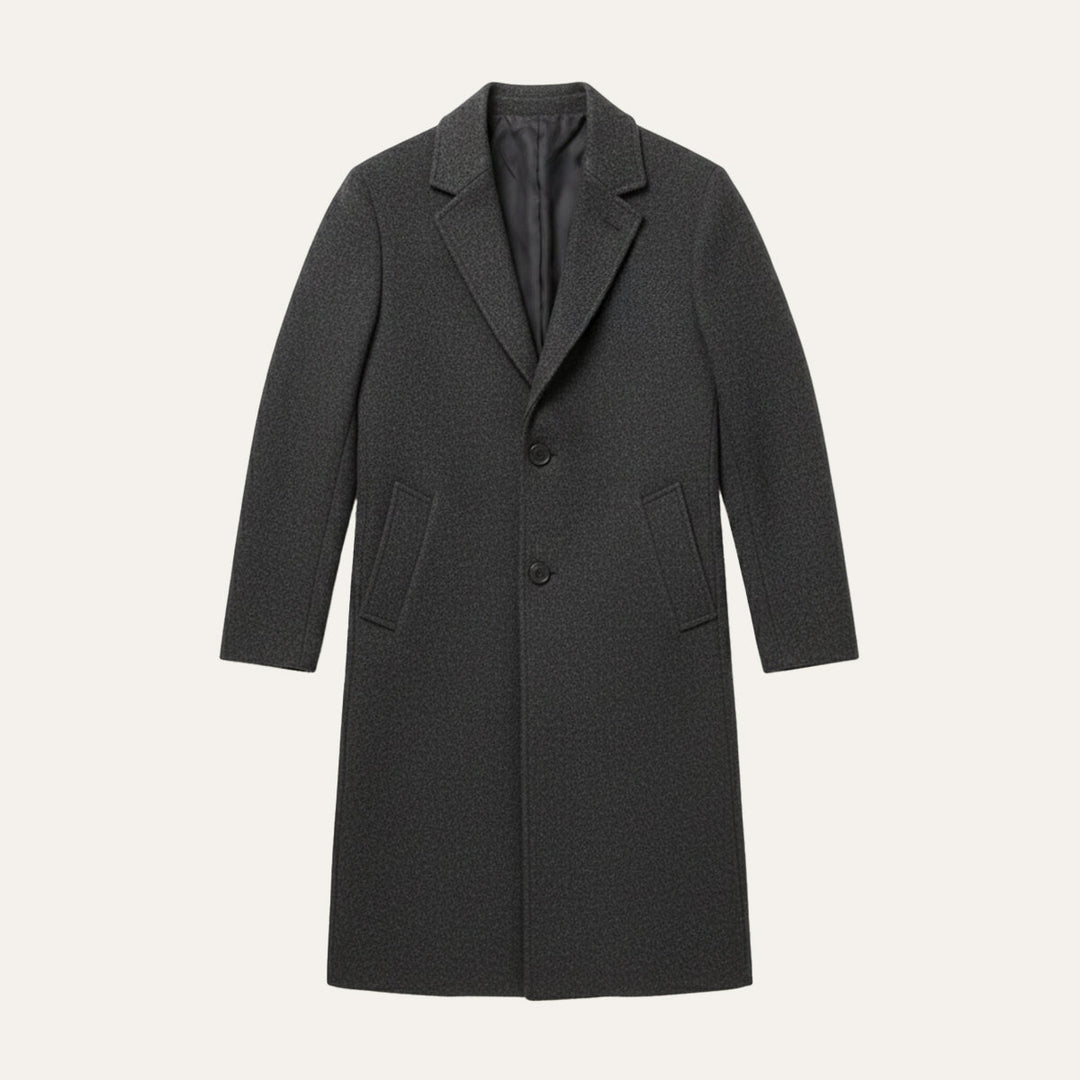Stylish men's formal winter coat, ideal for business attire and elegant cold weather fashion.