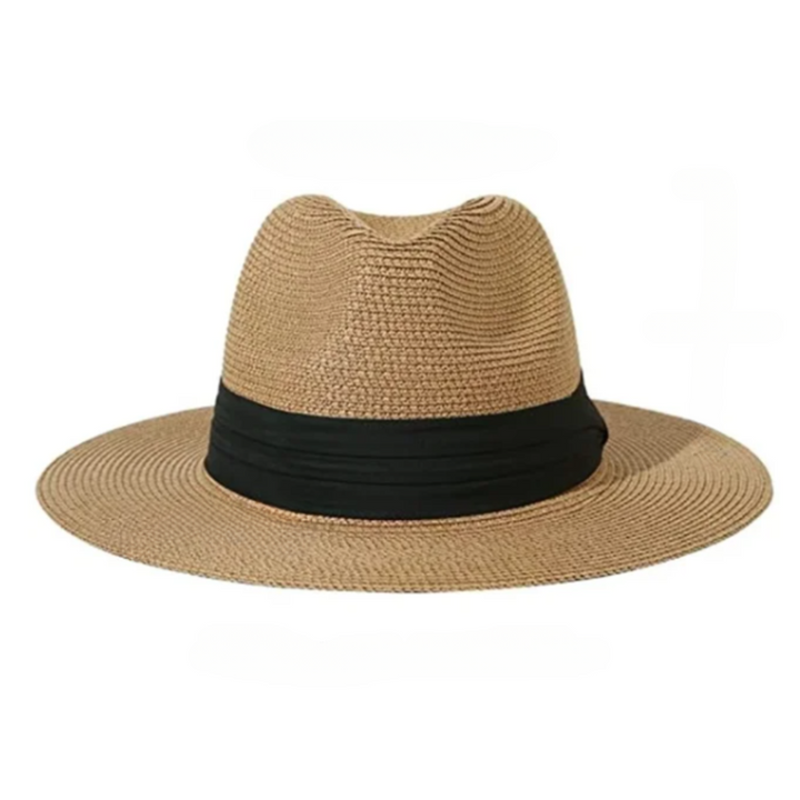 Handwoven straw Panama hat for men. A classic, breathable summer hat for sun protection & style.