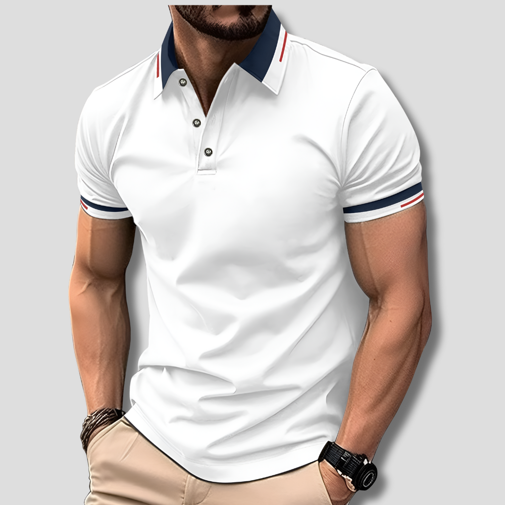 Timeless black men's polo shirt. Comfortable short-sleeve casual wear, a versatile wardrobe essential for any man's style.