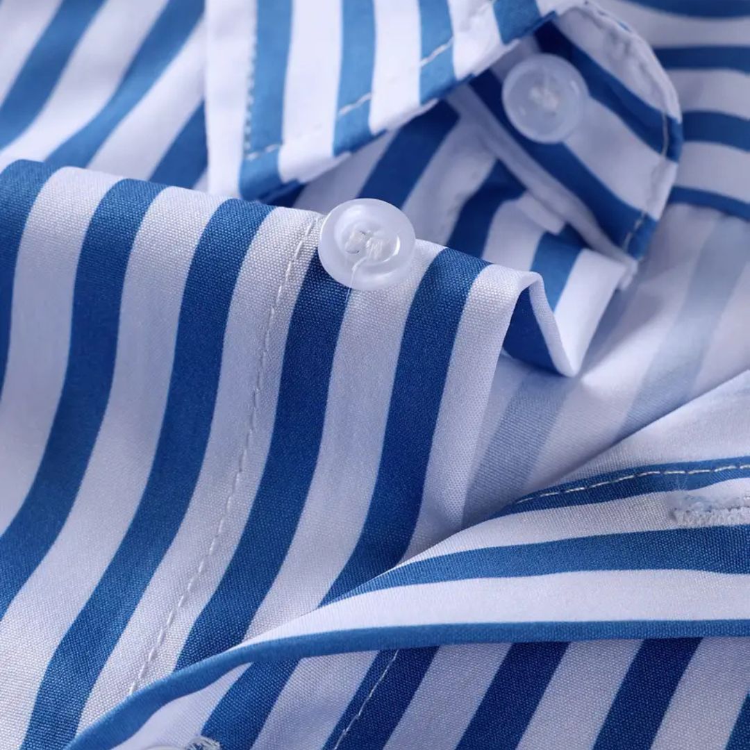 Men's everyday wear striped shirt, comfortable and breathable for all-day comfort.