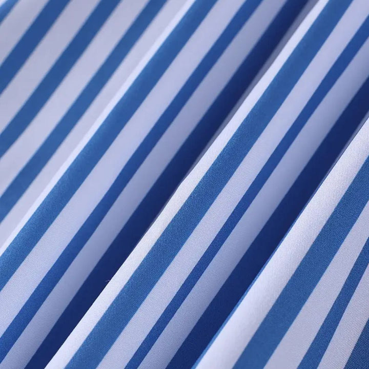 Formal or casual men's striped shirt, breathable long sleeve design with button-up front.