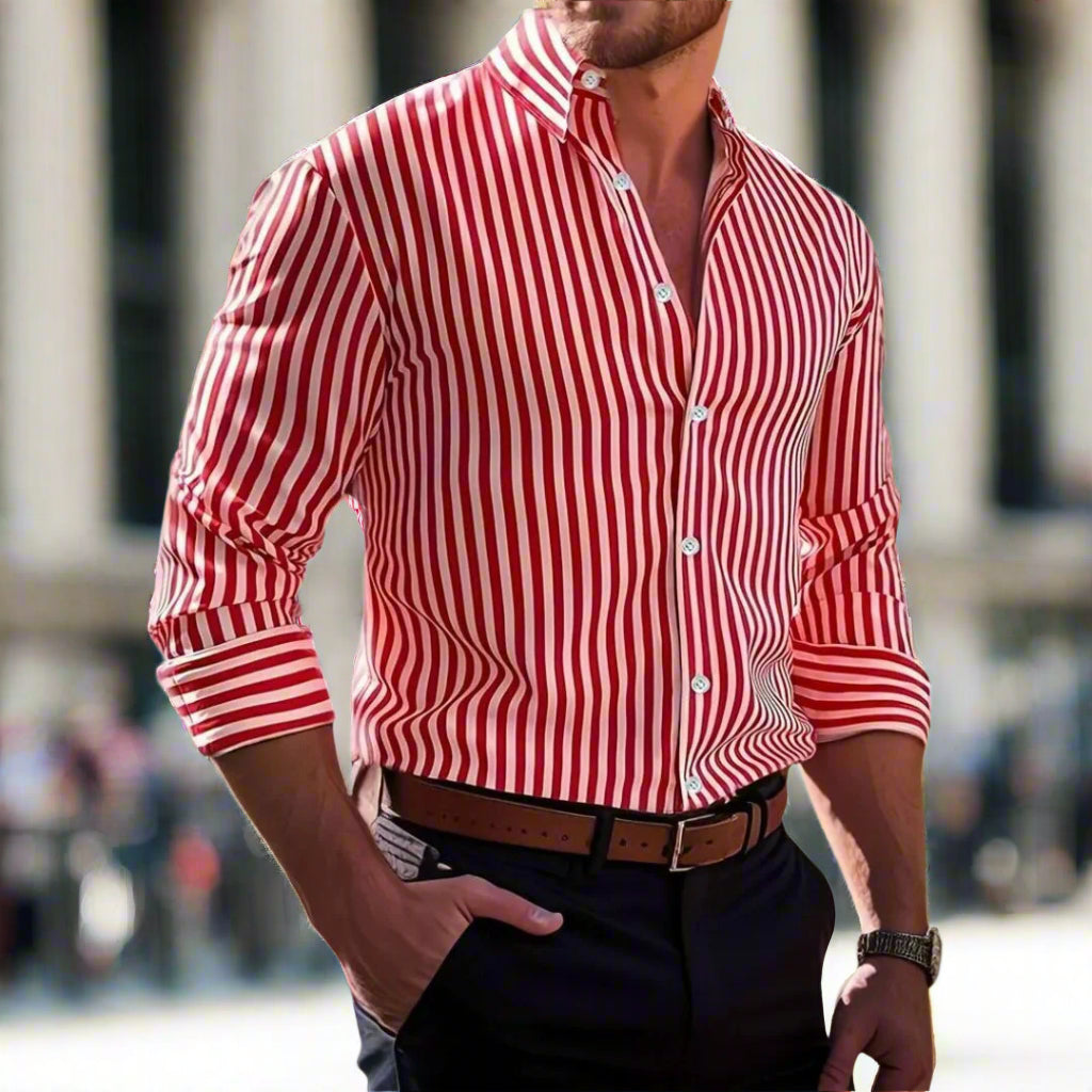 Men's striped breathable shirt for comfortable everyday and work wear, casual or formal.