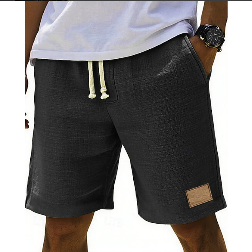 Men's summer lace shorts with an adjustable waist, great for beach, pool, or casual warm weather outings.