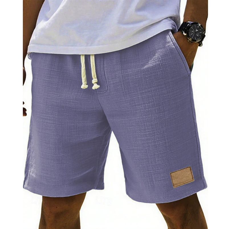 Men's comfortable summer lace shorts with a relaxed fit and practical adjustable drawstring, suitable for all casual needs.