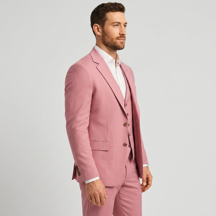 Formal men's tailored 3-piece suit. Blazer, waistcoat & trousers for business meetings & grand events.