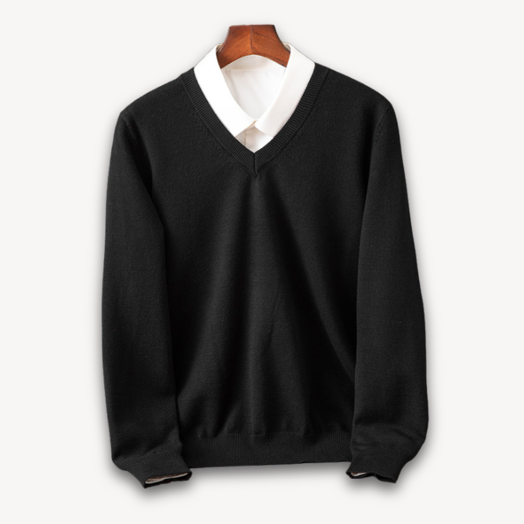 Classic men's V-neck sweater, slim fit, perfect for everyday casual wear & layering.