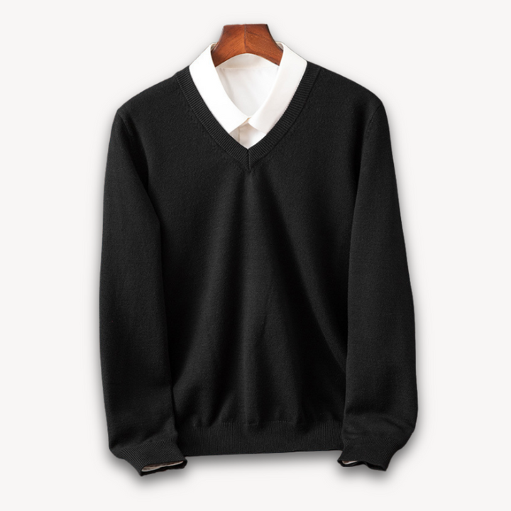 Classic men's V-neck sweater, slim fit, perfect for everyday casual wear & layering.