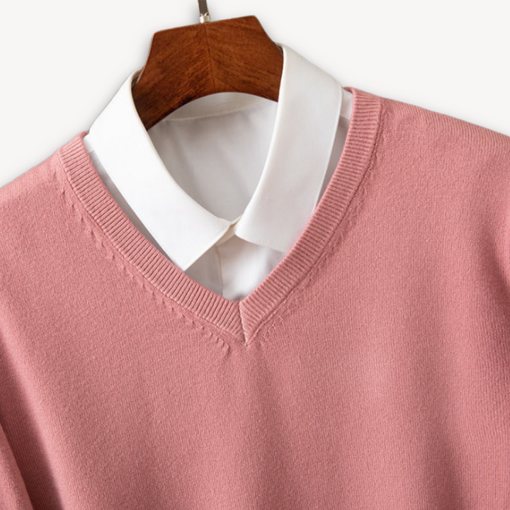 Men's V-neck sweater in classic style, long sleeve, great for comfortable everyday fashion.