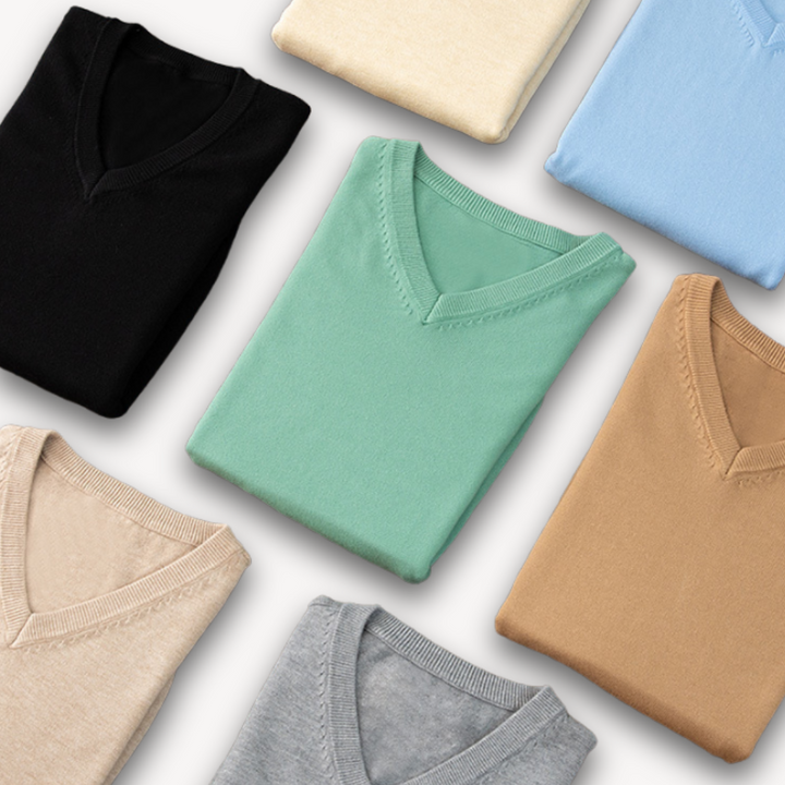 Versatile men's V-neck sweater, slim fit, perfect for casual fashion & comfortable wear.