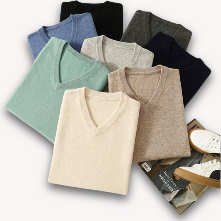 Classic style men's V-neck sweater, slim fit, comfortable for any casual or layered look.