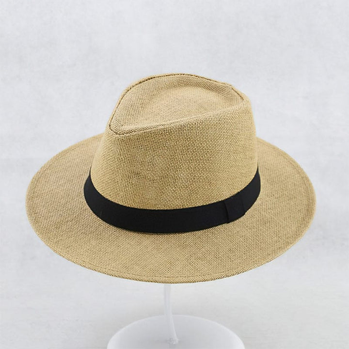 Stylish classic Panama hat for men, crafted with woven material. Great for beach days & summer.