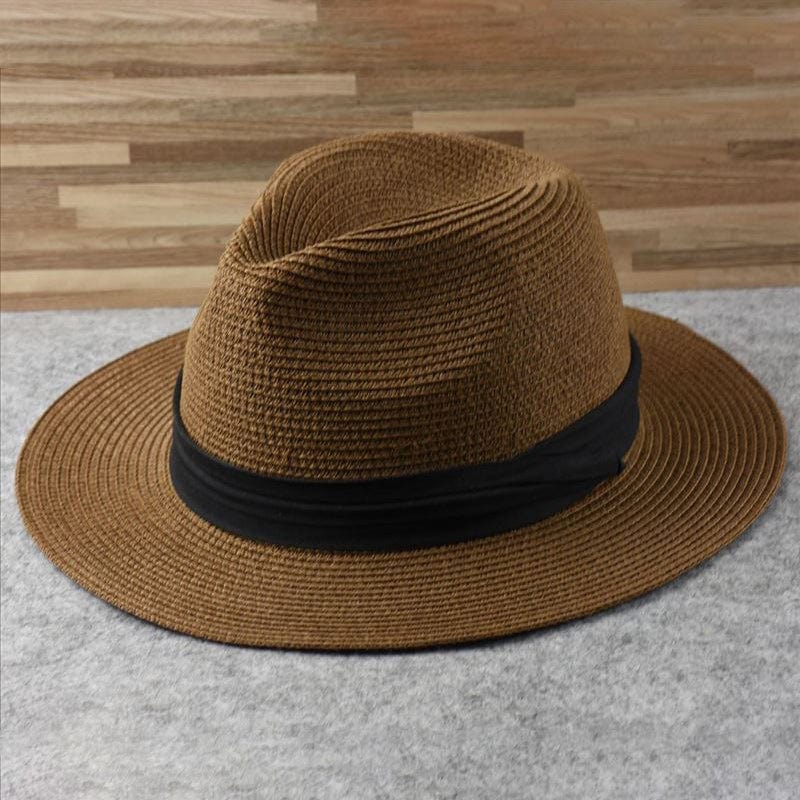 Men's summer Panama hat, classic woven design. A stylish beach and travel sun accessory.