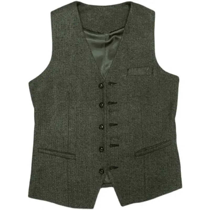 Men's traditional three-piece suit, a timeless design for formal occasions.