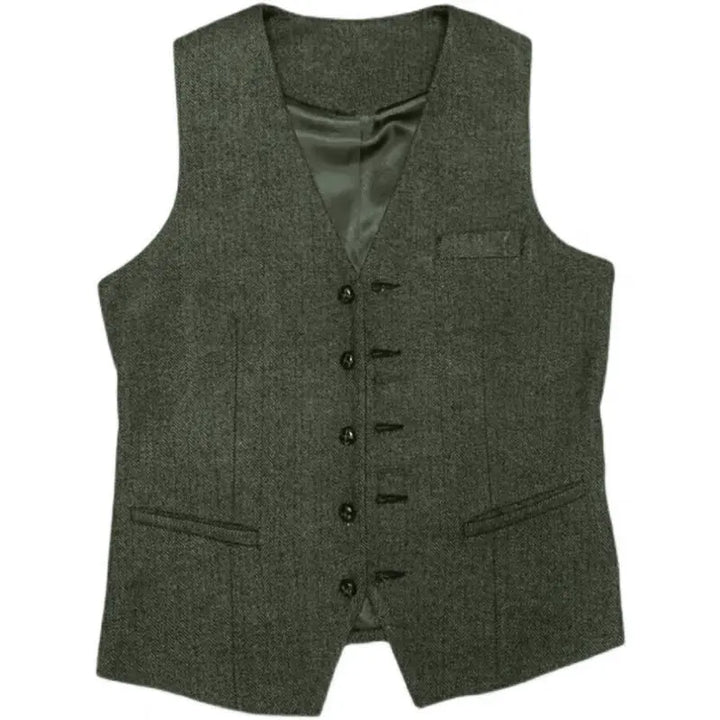 Men's traditional three-piece suit, a timeless design for formal occasions.