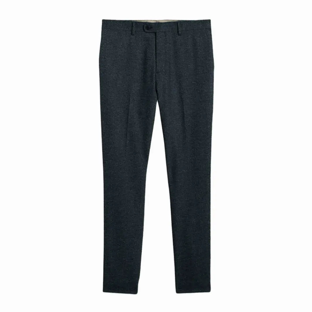 Classic navy three-piece suit, featuring a stylish vest & modern cut trousers.