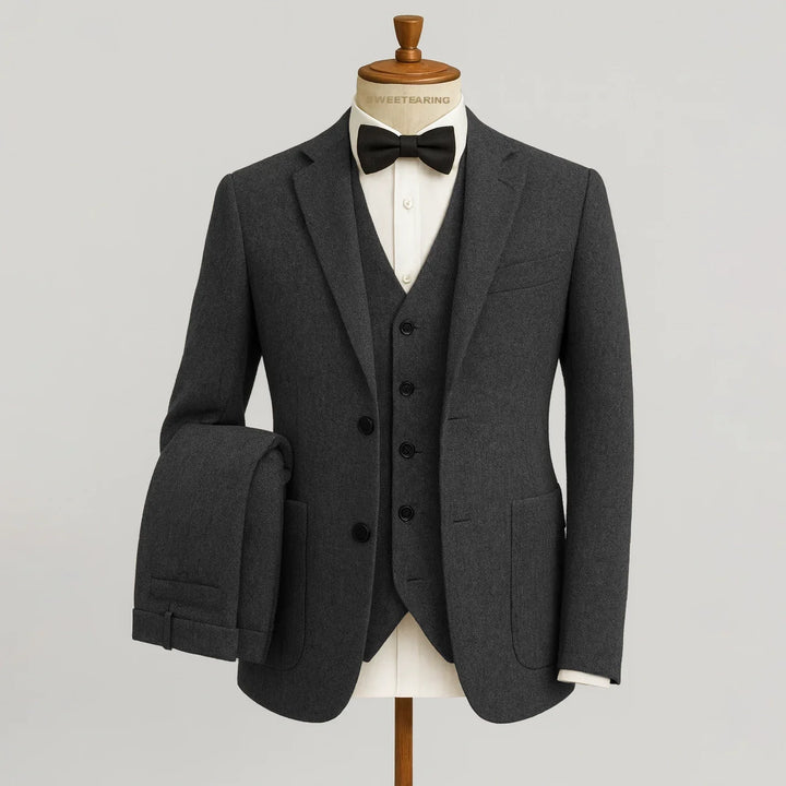 Blue three-piece suit for men, a vibrant choice for weddings & formal gatherings.