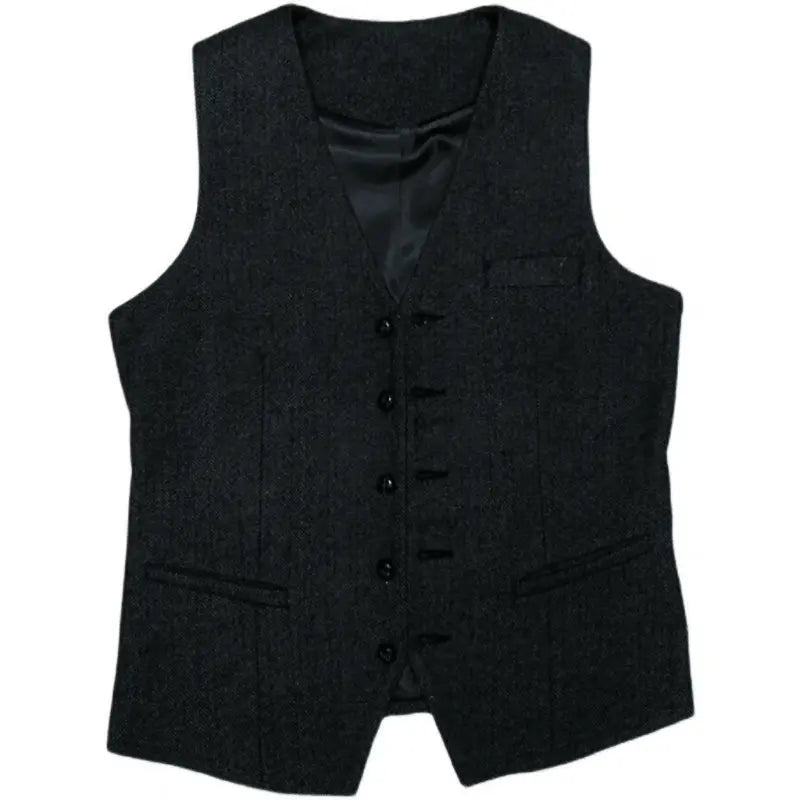 Wedding formal wear: men's classic three-piece suit with blazer, vest, trousers.