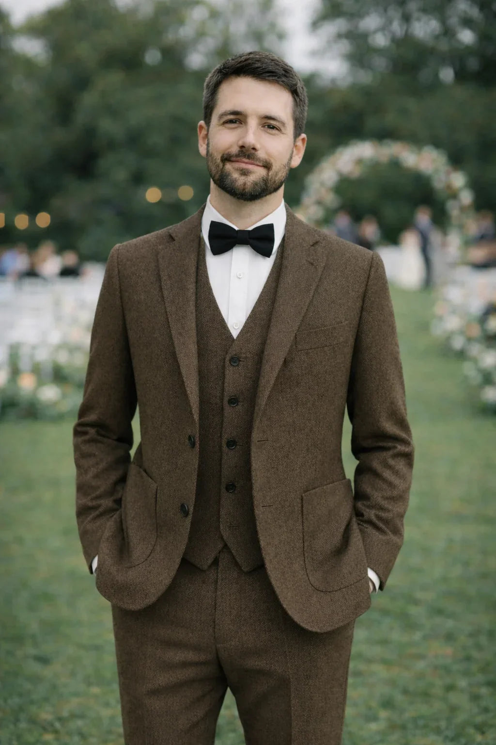 Men's slim-fit wedding suit, charcoal grey, a classic choice for special occasions.