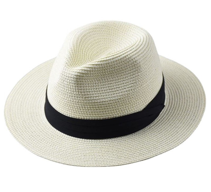 Men's classic Panama hat with wide brim, providing stylish sun protection and enhancing a relaxed summer look.