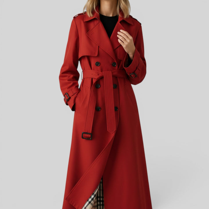 Timeless women's belted trench coat. Versatile longline outerwear, perfect for sophisticated style.