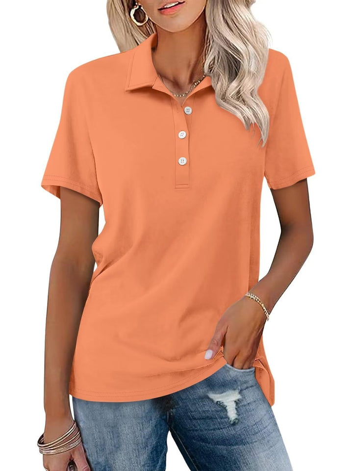 Women's casual short sleeve polo shirt. Classic style, perfect for smart casual everyday wear and summer fashion.