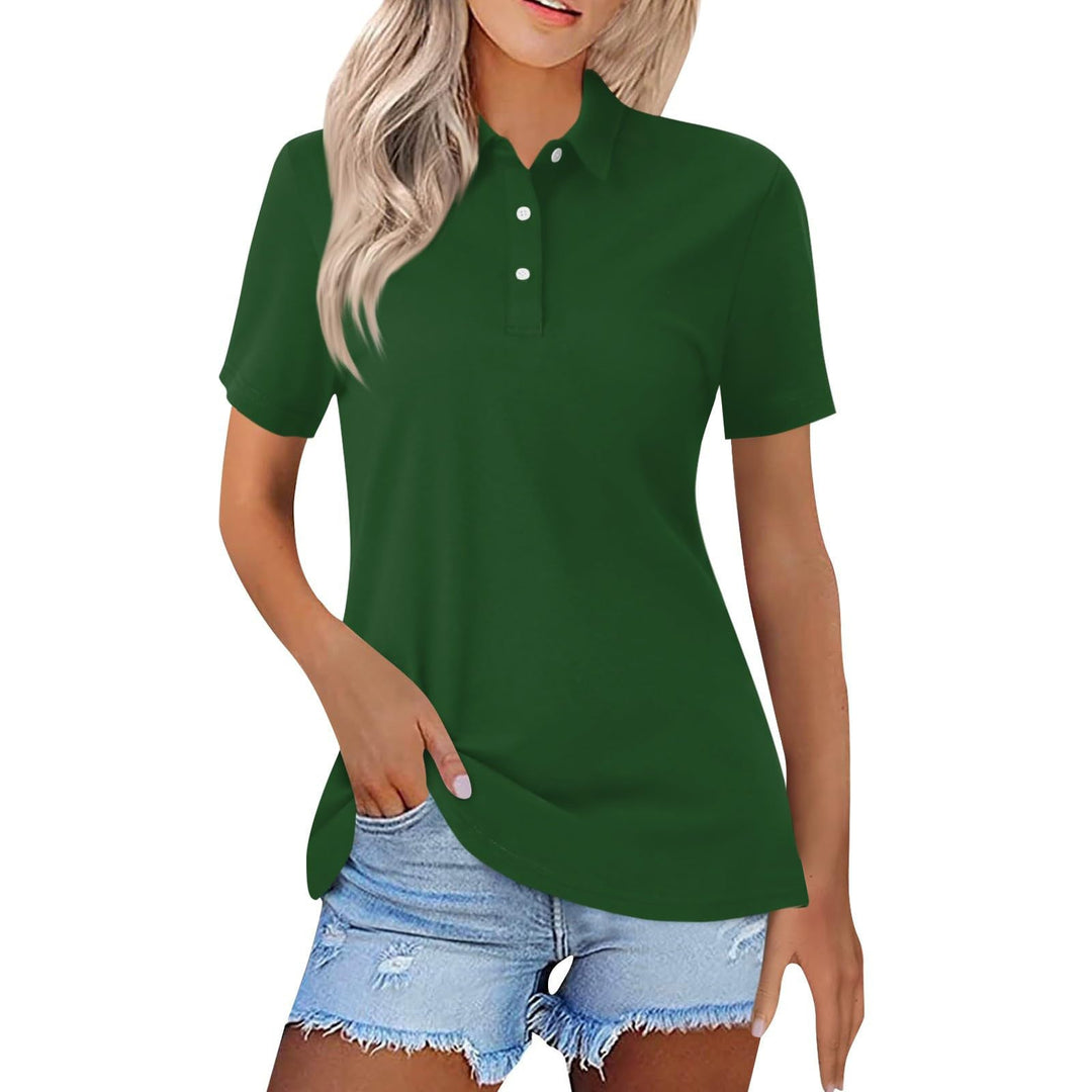 Women's classic short sleeve polo in a relaxed fit. Smart casual everyday top, ideal for comfort and style.