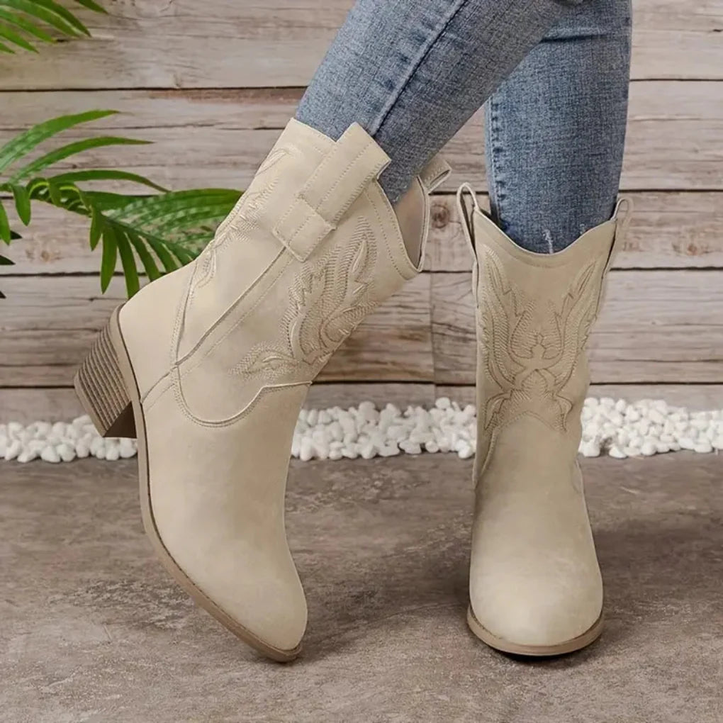 Stylish women's pull-on western ankle boots, featuring a classic cowboy design for timeless fashion and comfort.