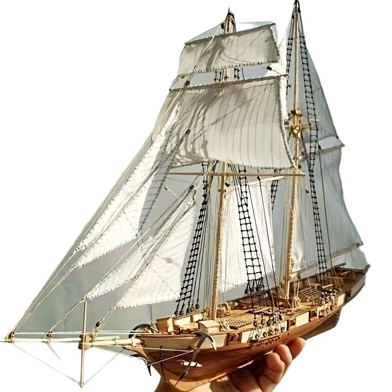 Classic wooden sailing ship 3D puzzle model kit, ideal hobby for ship enthusiasts & maritime decor.