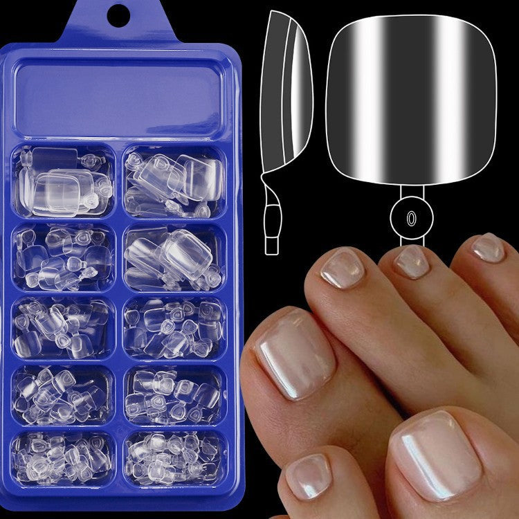 Versatile clear false nail tips for acrylic extensions. Essential manicure tool for women's professional nail styling.