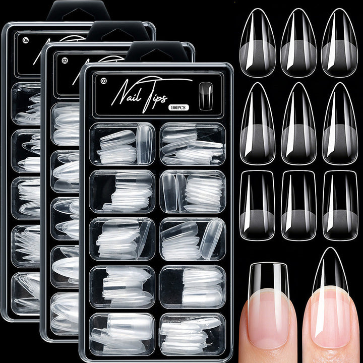 Clear durable nail extension tips for professional women's manicures & DIY nail art.