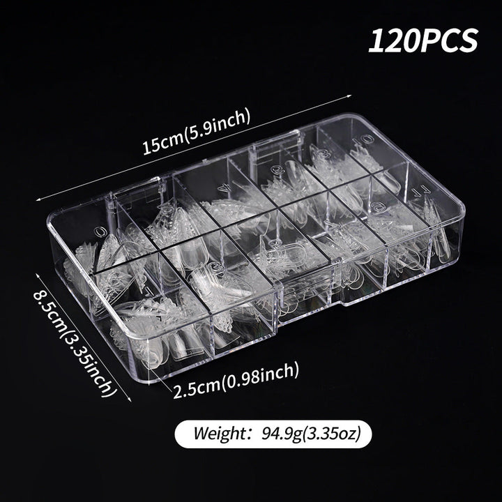 Crystal clear nail extension tips for women, essential for salon-quality acrylic and gel manicures.